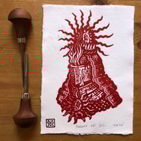 Image 1 of Knight of Sol - Lino Print - Crimson