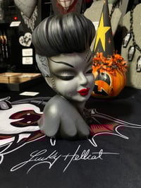 Image 2 of Vintage Revamped Up Do Gray Bride Of Frankenstein Head Vase