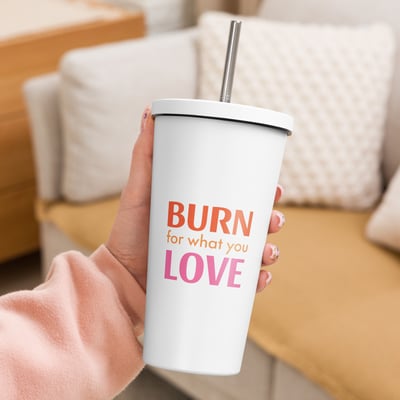 Image of Insulated quote tumbler with a straw