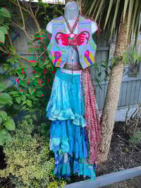 Image 3 of Wanderlust maxi skirt / bandeau dress -blue with flashes of purple pink 8-16 uk