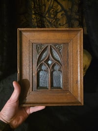 Image 4 of Antique Framed Preserved Web With Repurposed  rare Antique Music Stand Window Detail -B