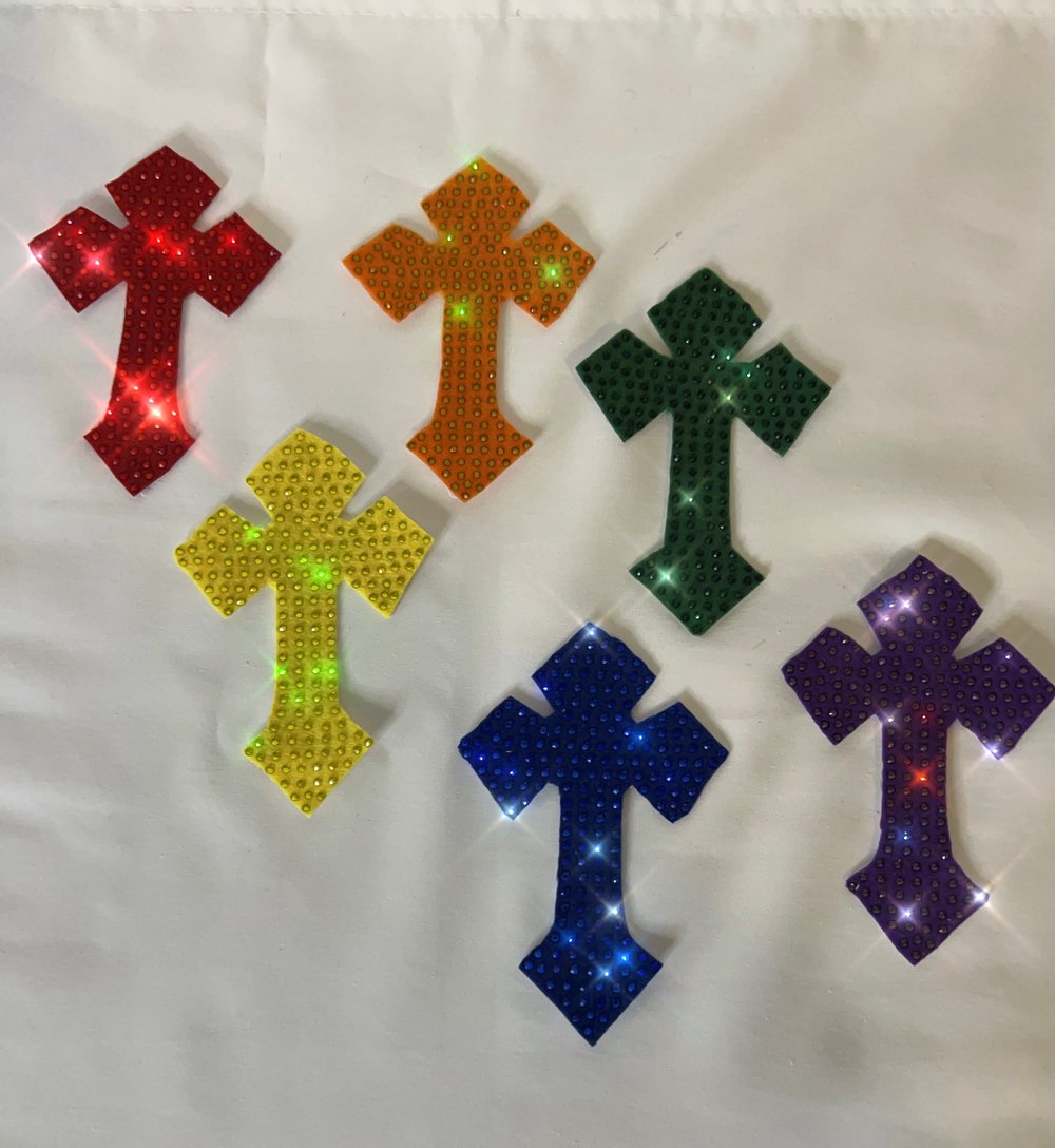 Iron On Rhinestone Cross Patches Celebrating Pride Month