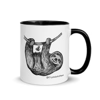 Image 2 of Hanging Around Sloth Ceramic Coffee Mug Line Art by CrystalsArtPaws