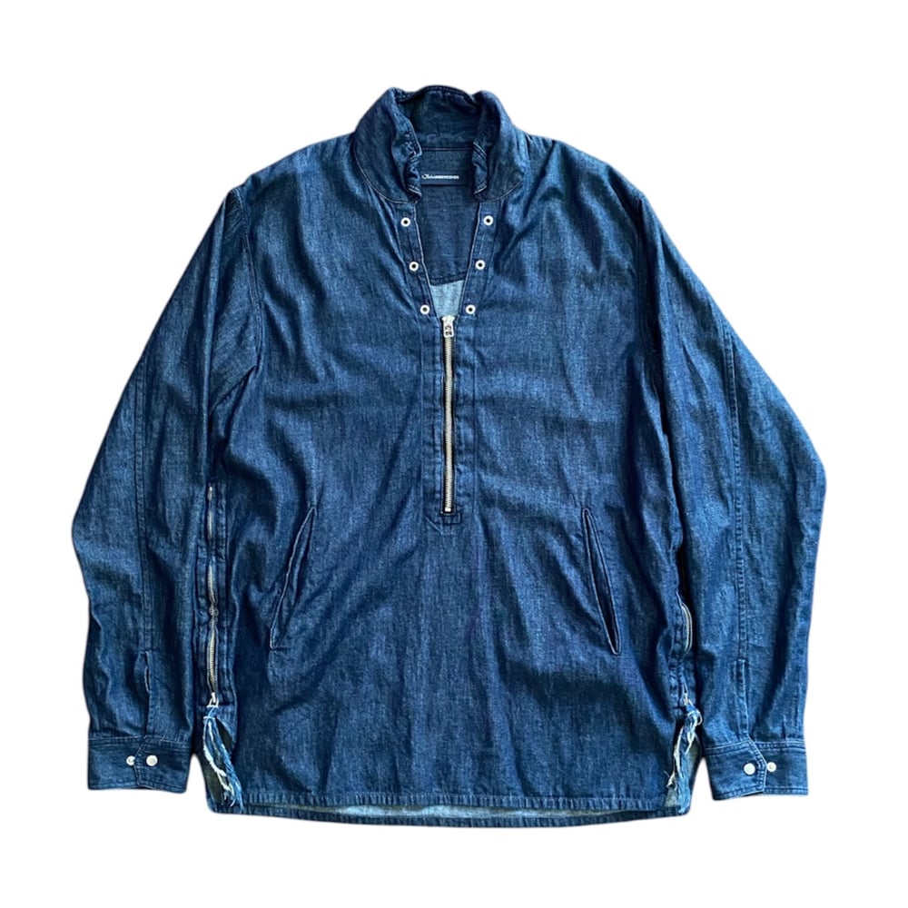 John Undercover Indigo Dyed Quarter Zip Over Shirt 