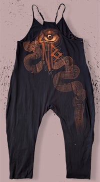 Image 2 of “DEAD INSIDE” CUSTOM BLEACH PAINTED BAGGY ROMPER LARGE