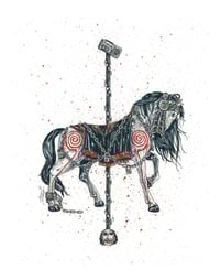 Image 4 of Set 3 - Carousel of Nightmares -  Terrifier / Pennywise / Saw Horse 9x7 Signed Art Prints