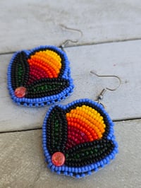 Image 2 of Fire Color Floral earrings 