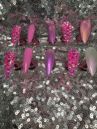 Image 7 of  Pink Barbie dream Long stiletto gel press on nails