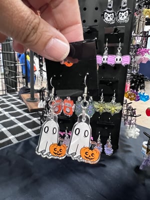 Ghost and Jack O Lantern  acrylic earrings Halloween Pumpkin
