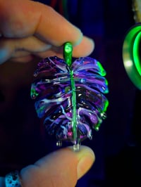 Image 2 of Drippy uv purple mix monstera leaf pendant 💦🌿💜