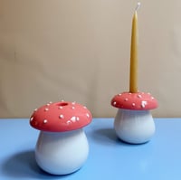 Image 3 of Mushroom - candlestick / coral red 
