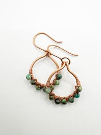 Image 1 of African Turquoise (Copper) Small Hoop Earrings