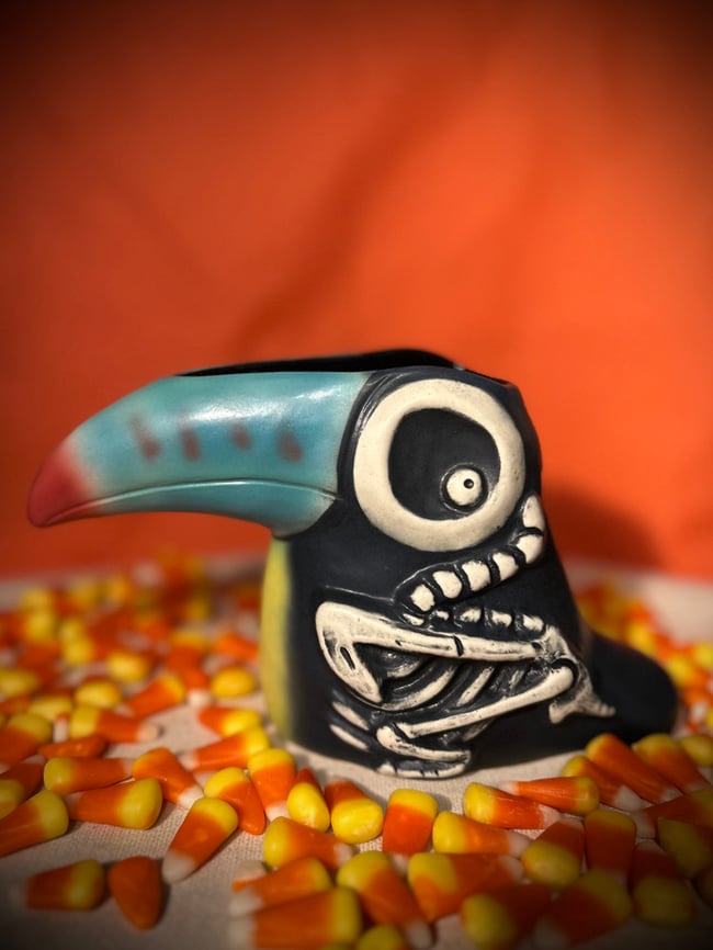 “Twocan” Tiki Cocktail Mug - Keel Bill Blue Glaze •Free Shipping•