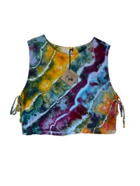 Image 2 of S 100% Cotton Woven Side-Tie Top in Tropical Geode Ice Dye