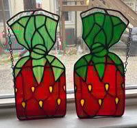 Image 5 of Stained glass strawberry candy suncatcher
