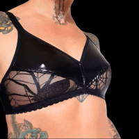 Image 1 of The BETTY bra in BLACK WIDOW tulle, velvet & PVC