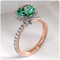 Image 1 of Royal Jewelry Princess Diana Soild Rose Gold Ring Natural Emerald Engagement Wedding Band Rings for 