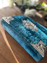 Image 10 of Ancien album photo en velours bleu, Art Nouveau, 1900