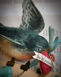 Image 4 of Swallow and Small Heart Ornament with “Be it remembered” quote