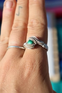 Image 2 of Sterling Size 9 Malachite Woven Ring