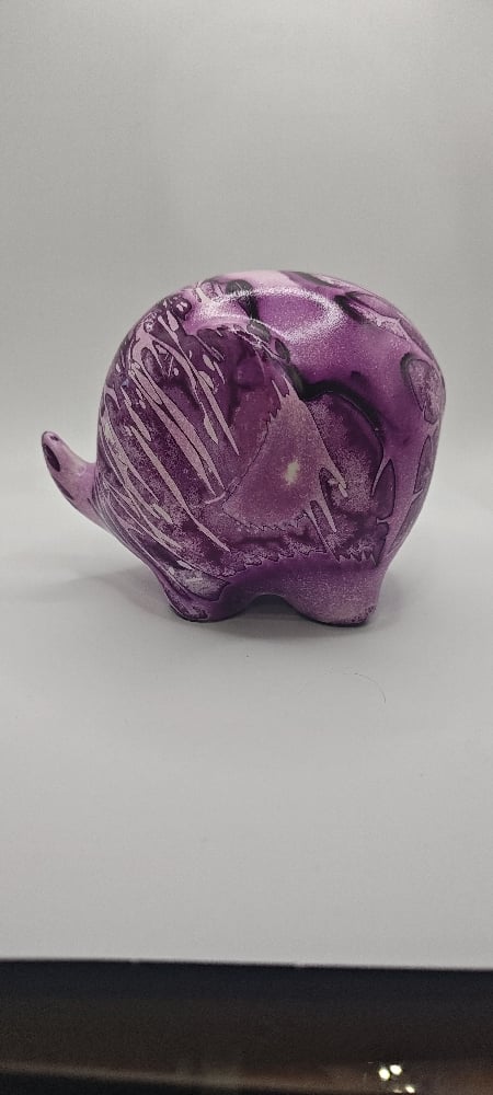 Image of Hand-Painted Purple Ceramic Elephant – Upcycled Decor with Alcohol Ink Art