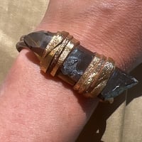 Image 2 of METALLIC SILVER AURA QUARTZ cuff bracelet