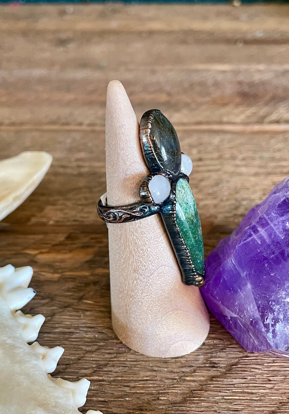 Labradorite Talon Ring