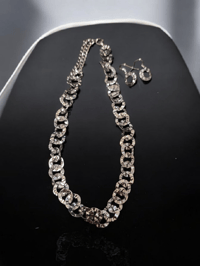 Necklace/Earring Set - black, hammered circle links