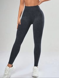 Image 5 of Ribbed Gym Leggings ( charcoal black )