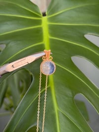 Image 2 of Gold Blue Kyanite Sphere Crystal Necklace 