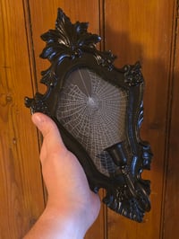 Image 3 of Ornate black wall hanging candle holder - preserved web B