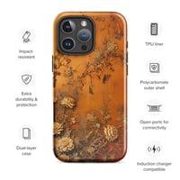 Image 1 of Baroque Goth Inspired Gold and Orange Textured Floral Look Tough Case for iPhone®