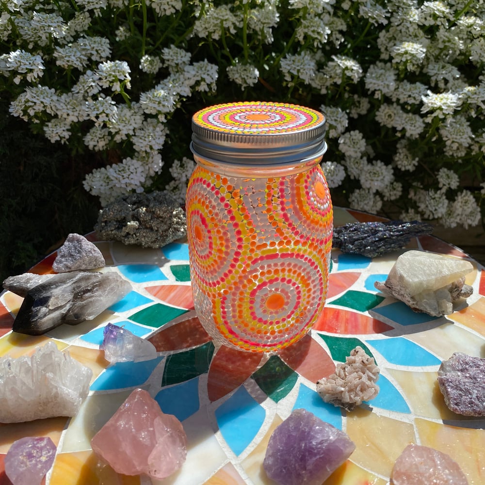 Image of warm circles stash jar