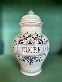 Image 4 of Pot à sucre en céramique émaillée, décor de fleur peint à la main, vintage 1950