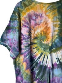 Image 9 of ♻️ UPCYCLED L/XL 100% Cotton Oversized Shirt in Dark Spiral Ice Dye