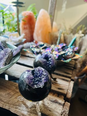 Image of High grade amethyst geode crystal ball 