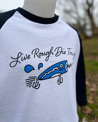 Image 2 of White / Black “Popper” Baseball Tee