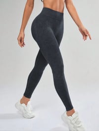 Image 4 of Ribbed Gym Leggings ( charcoal black )