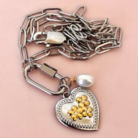 Image 4 of Floral Heart and Pearl Carabiner Chain