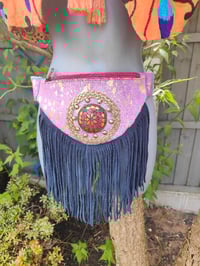 Image 1 of Fur baby bum bag/ cross body -purple RED stone 