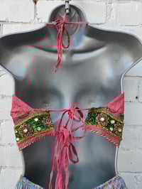 Image 12 of Bralette halter neck top jewel dark pink with two ties at the back