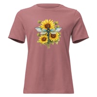 Image 4 of Women's Relaxed T-Shirt, Sunflower Dragonfly Bouquet Tee