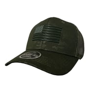 Image 1 of USA Flag - Olive Green Camo / Olive Green Mesh Snapback