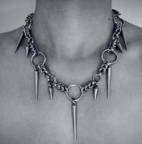 Image 5 of Gothic / metal / punk Necklace - Box chain, big rings, spikes