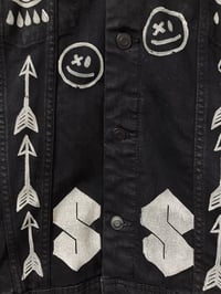 Image 9 of 'Sad Eyes' Upcycled Black Denim Jacket