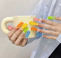 Image 2 of Handmade Press on Nails Cute Gummy Bear Bow Love Decor False Nails