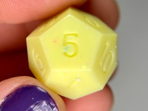 Image of Butter Yellow Sparkles (polished but uninked) 7-Piece TTRPG Dice Set 