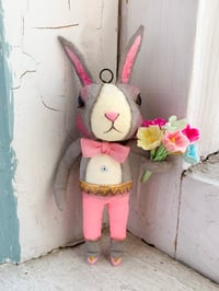 Image 2 of Large Grey Dutch Rabbit with Vintage Florals I