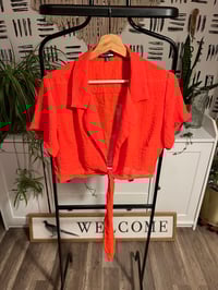 Image 1 of Fashion Nova orange red crop tie top