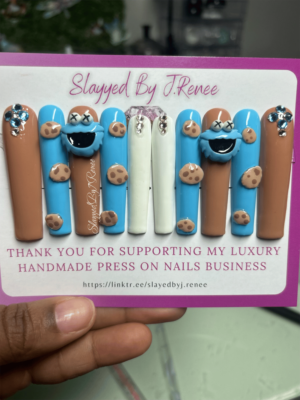 Custom Cookie Monster 3XL Nails 